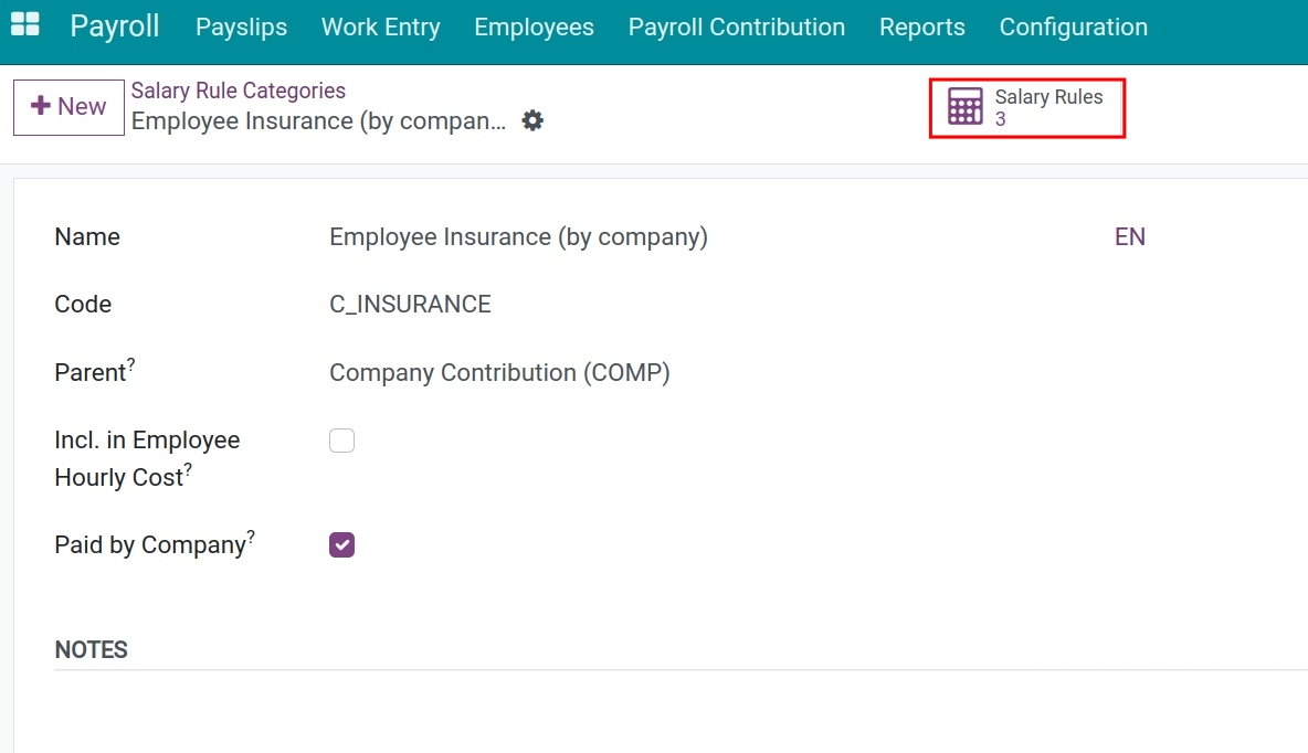 Access the list of Salary rules in the same category Payroll Viindoo
