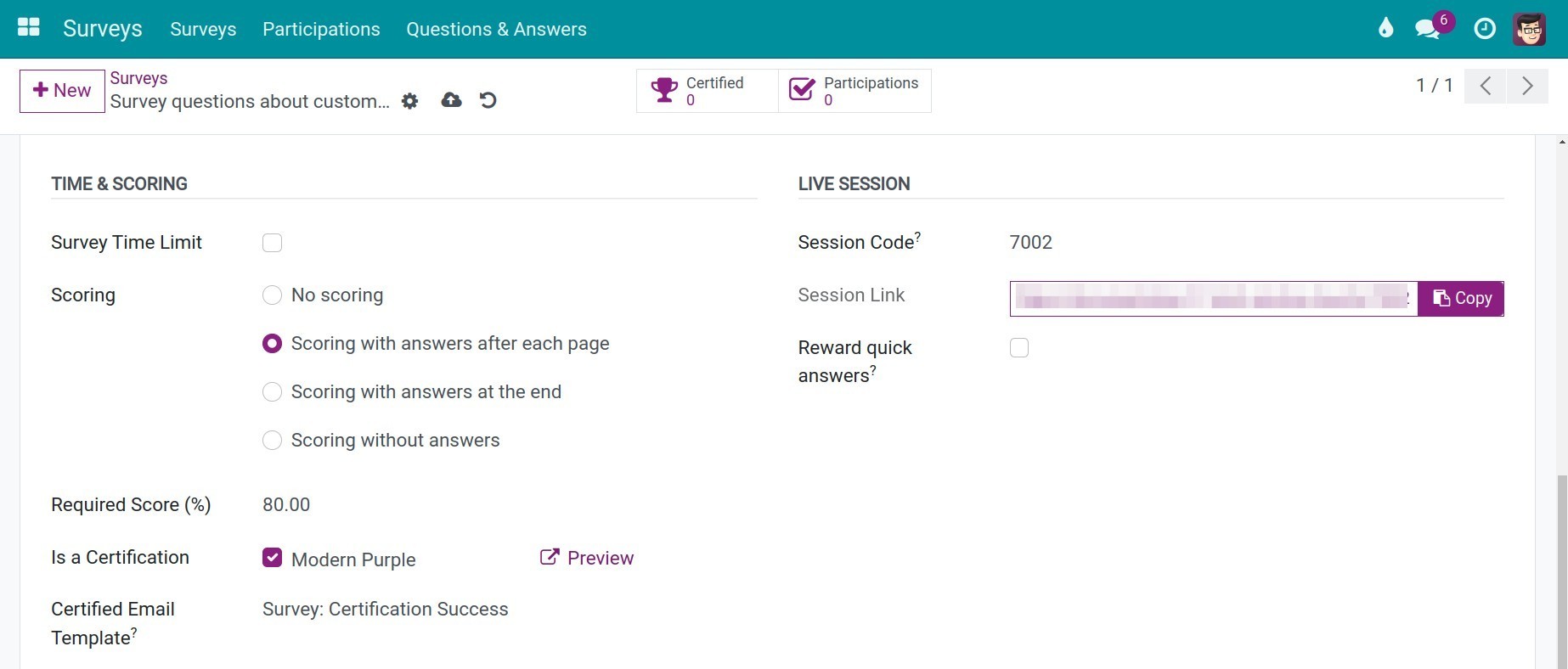 Survey options