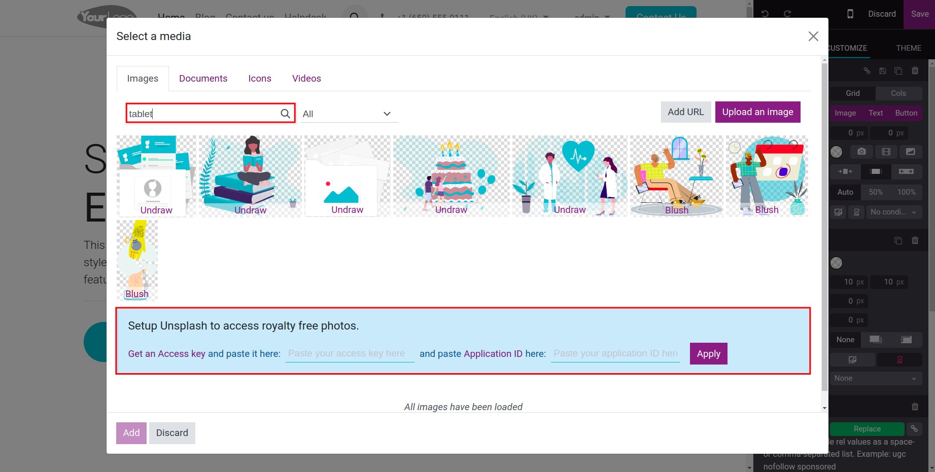 Unsplash require an access key and an application ID