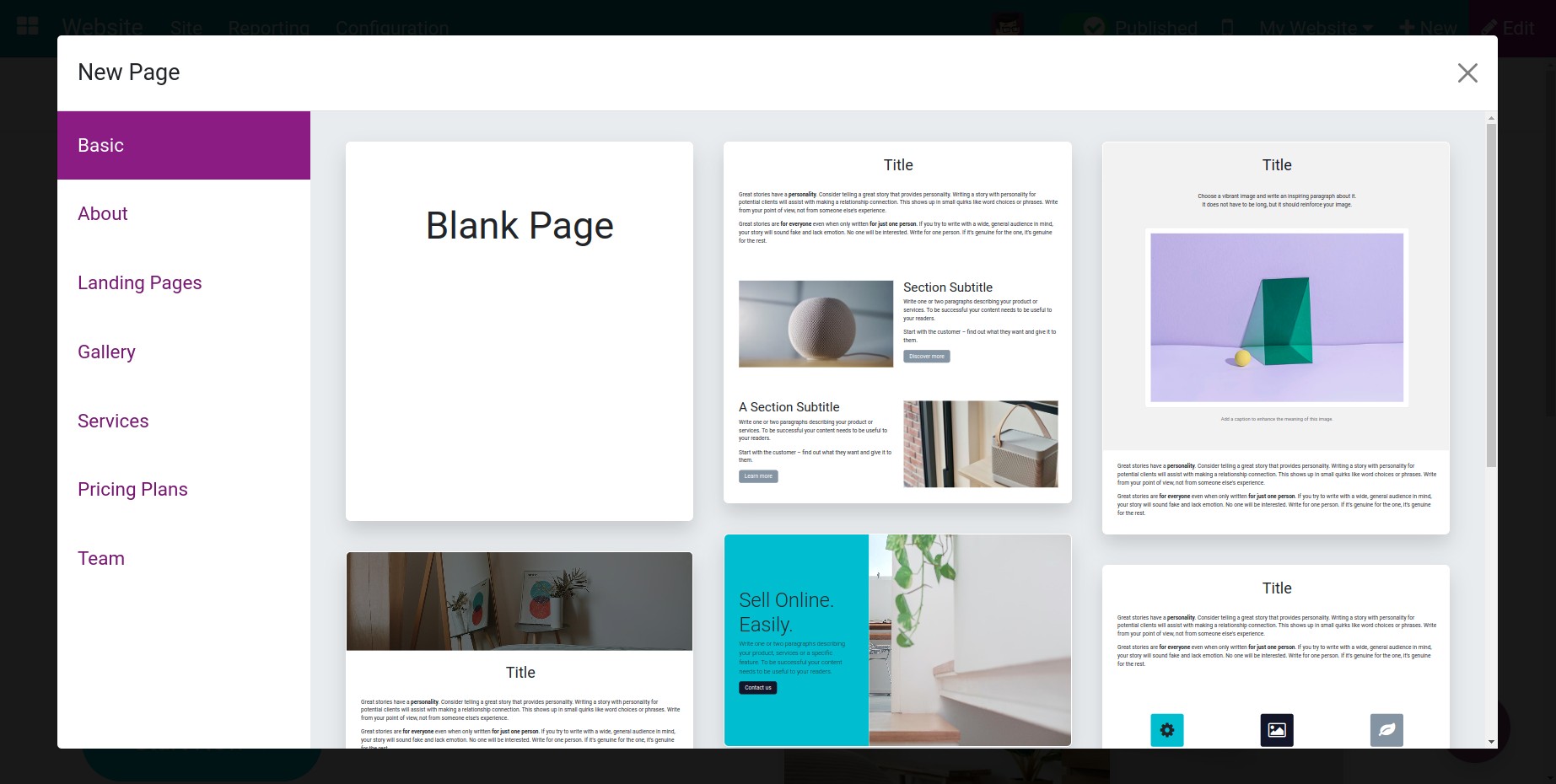 Create new pages 2