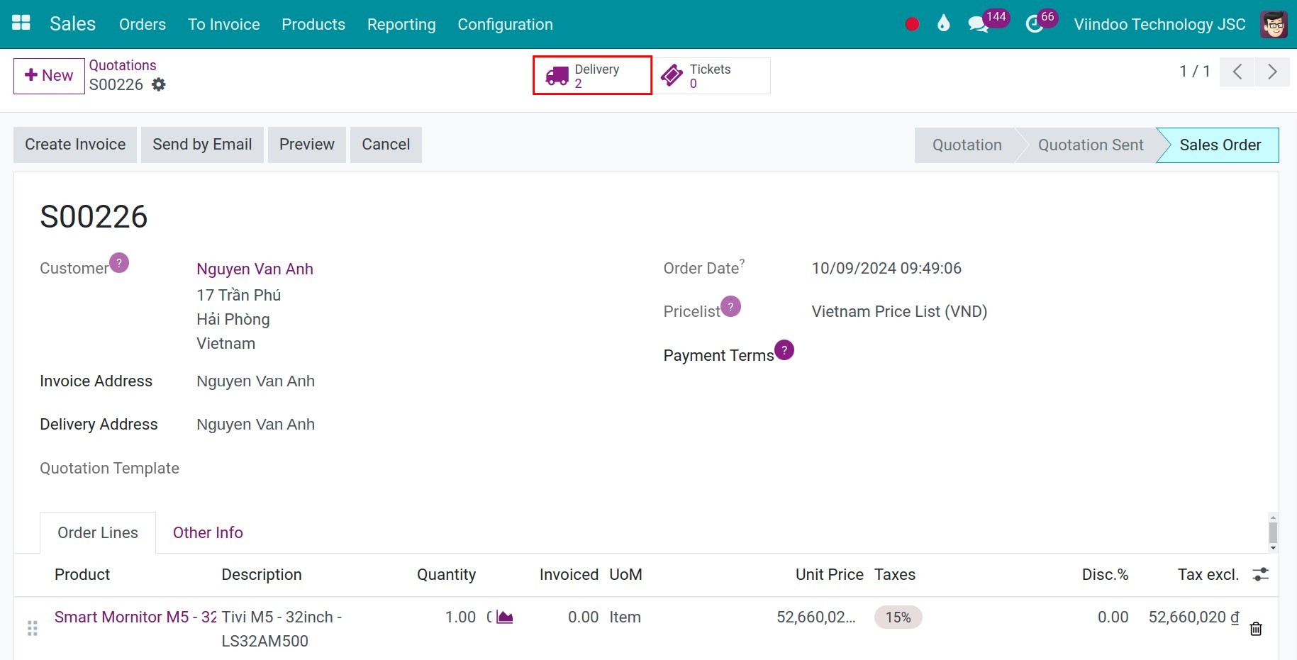Confirm Sales Order
