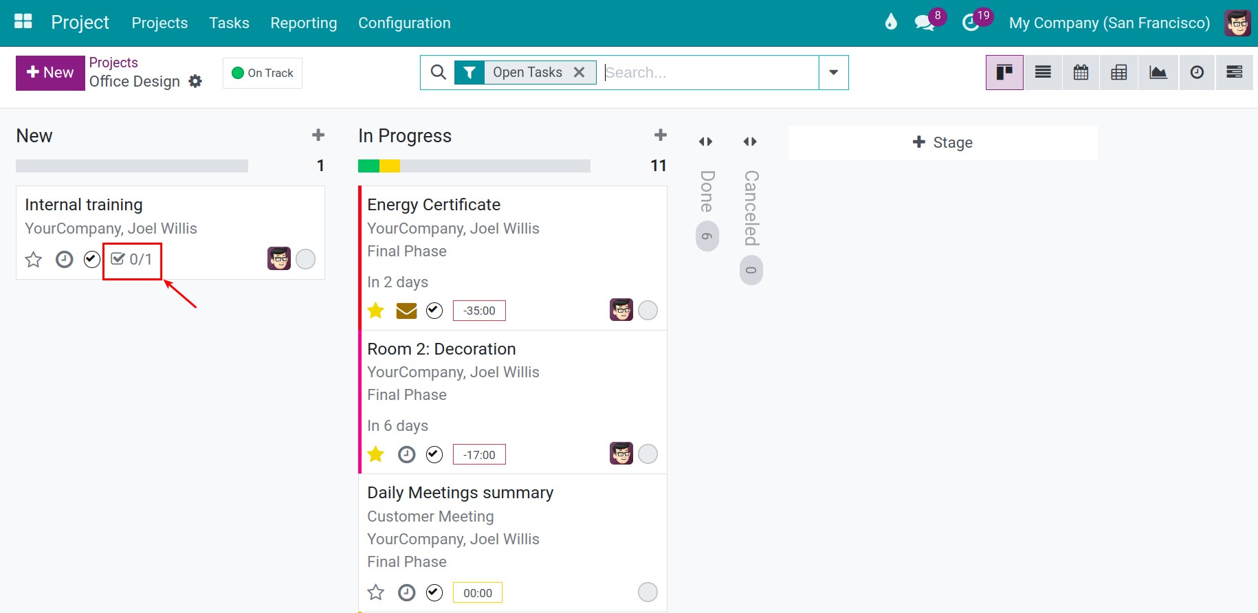 Sub-tasks on Kanban view - Viindoo