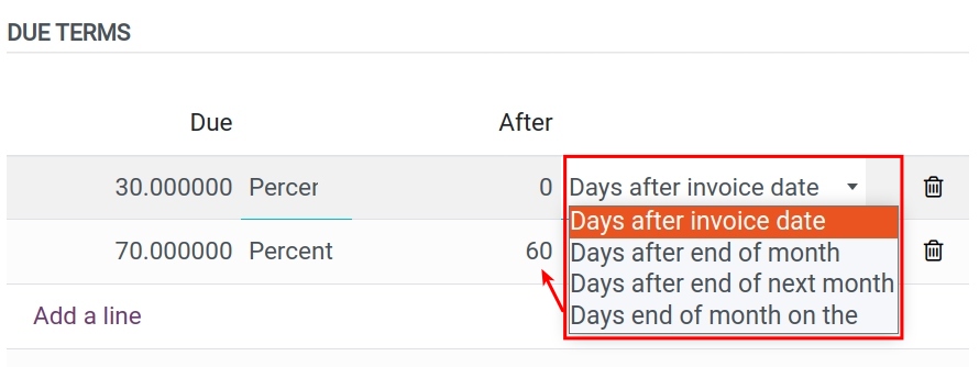 Create rules for a payment term - Viindoo Accounting