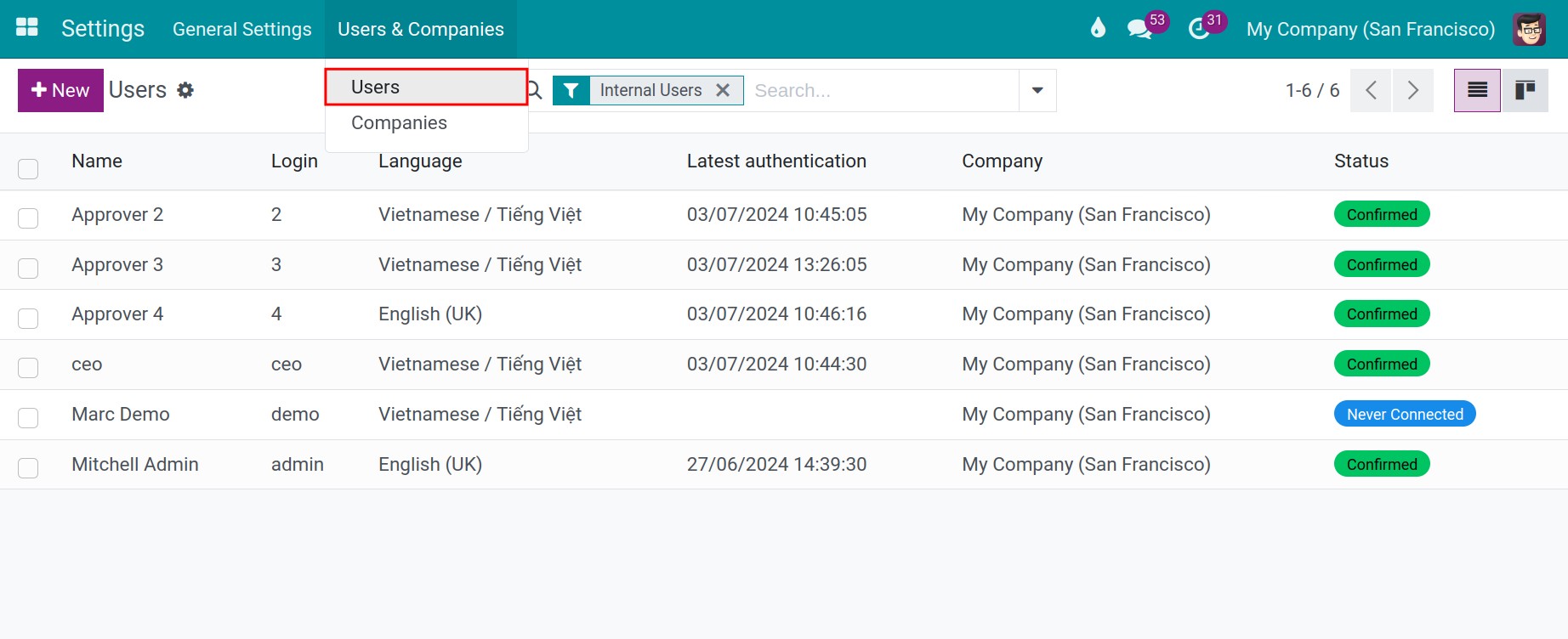 Configuring an access right in Viindoo Time off Management Application