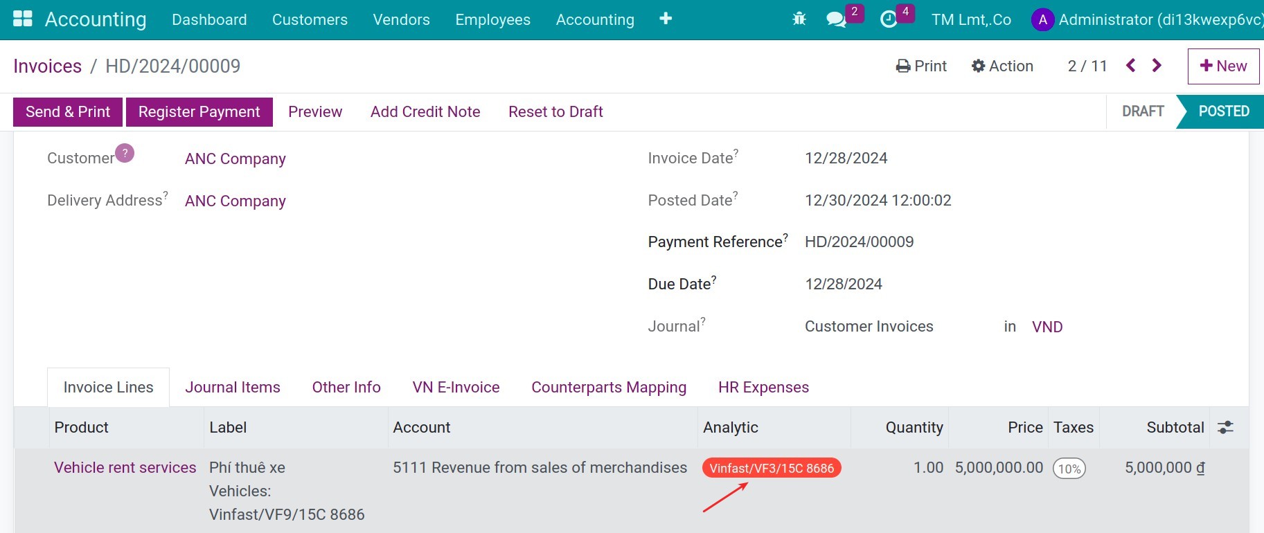 Create a new customer invoices