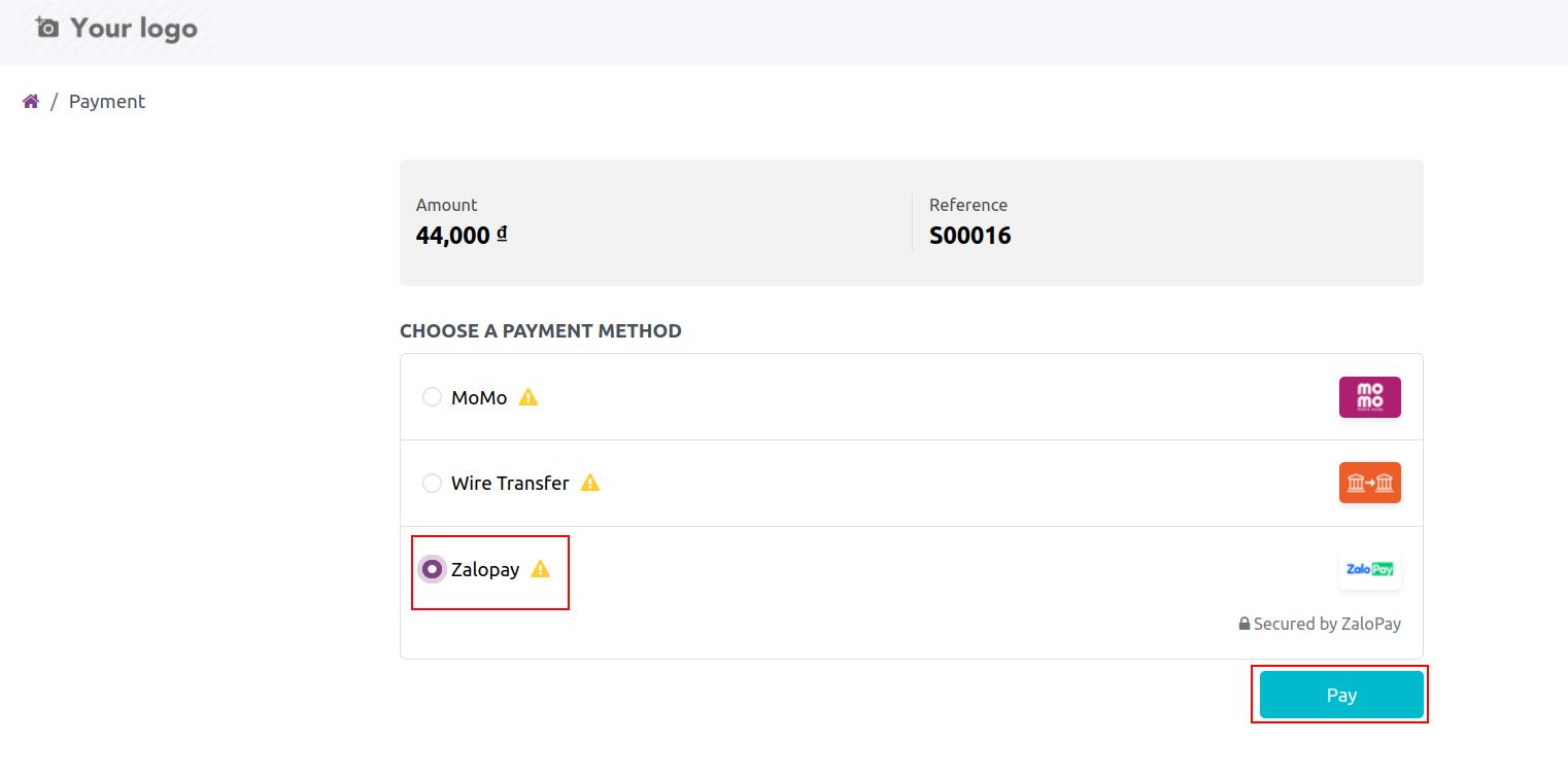 Customer process the payment