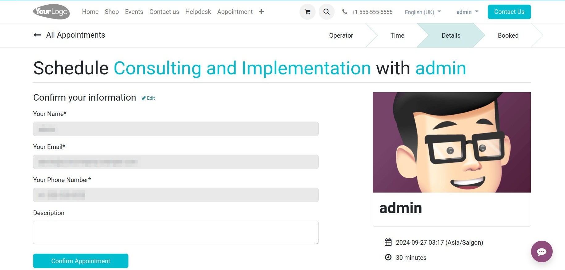 Add contact information for a meeting
