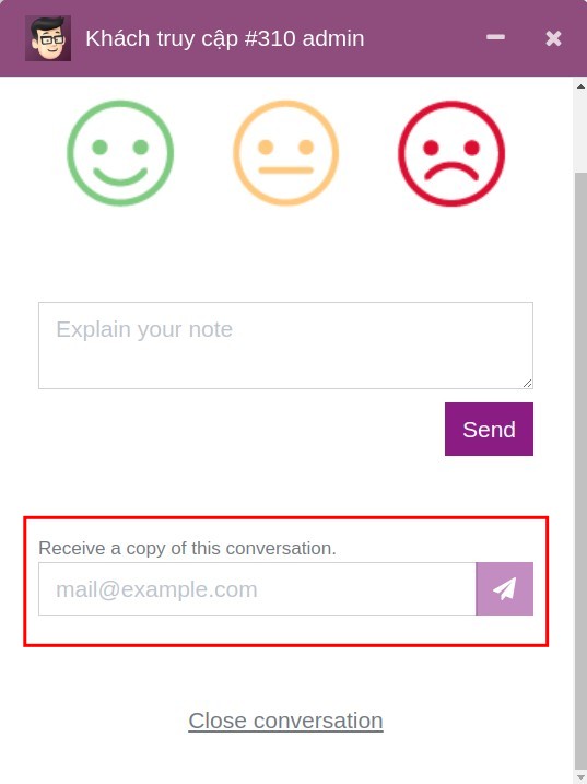 Send a live chat copy