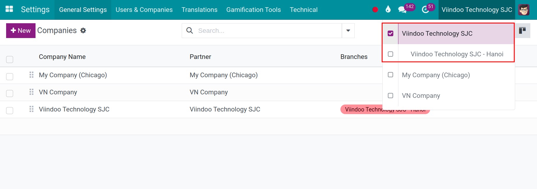 Enable multi-companies