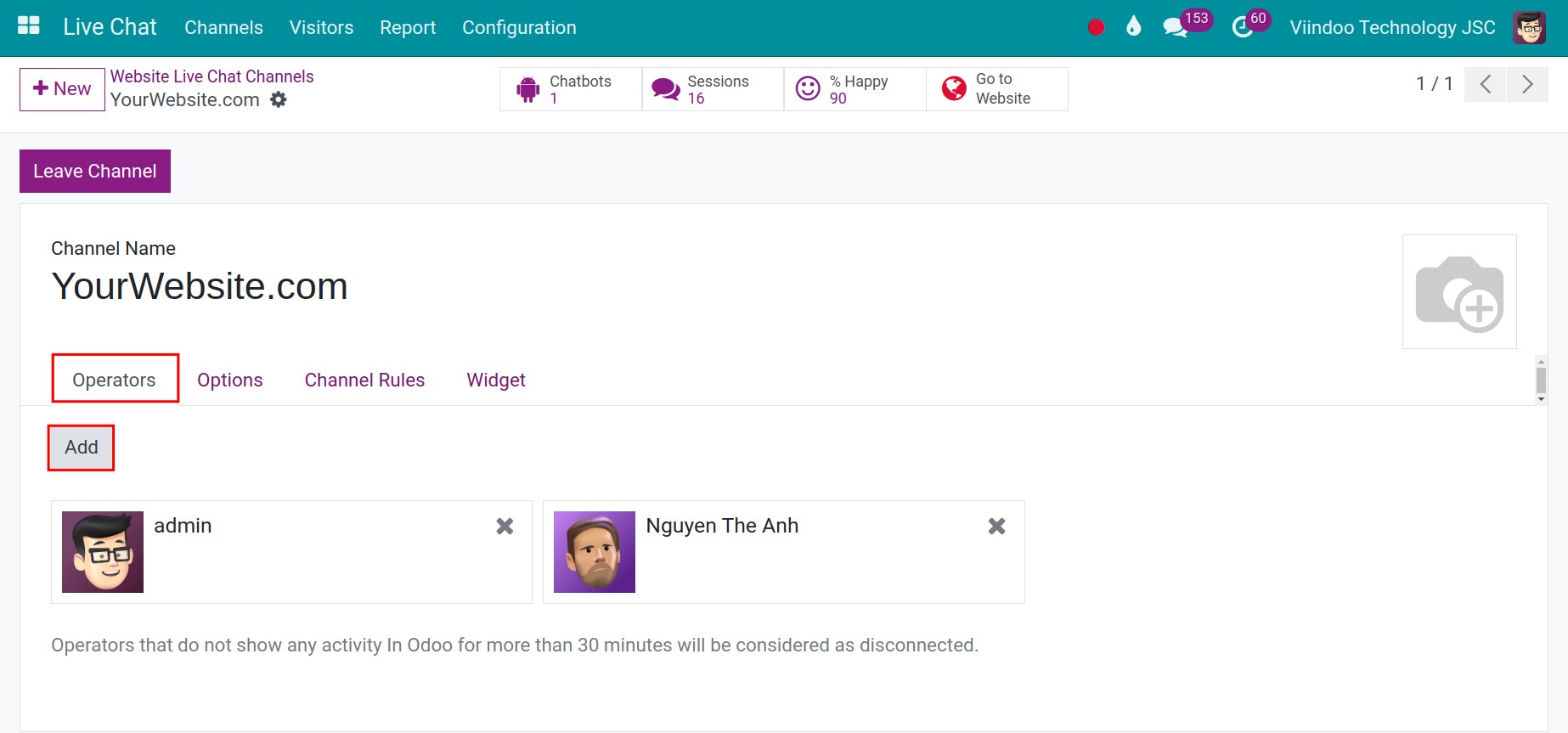 Establish information for the operators
