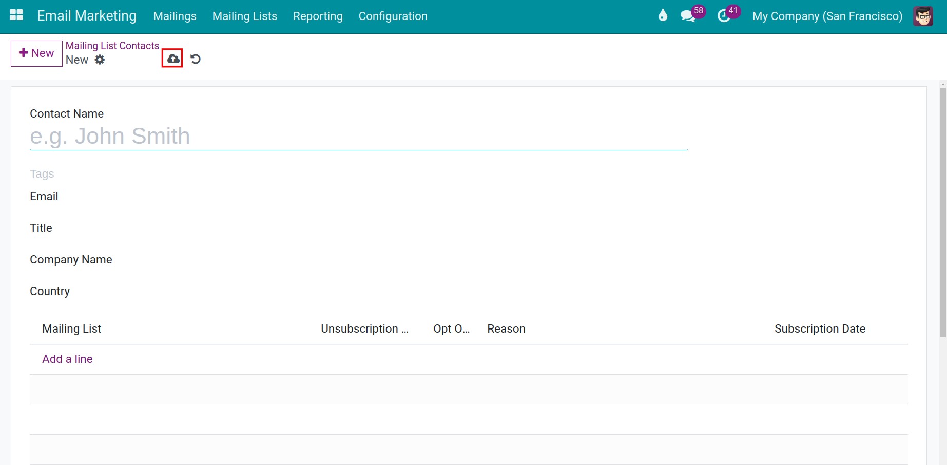 Mailing list contacts