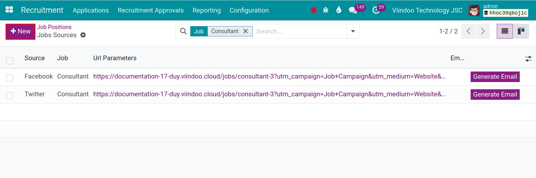 Create email for sources