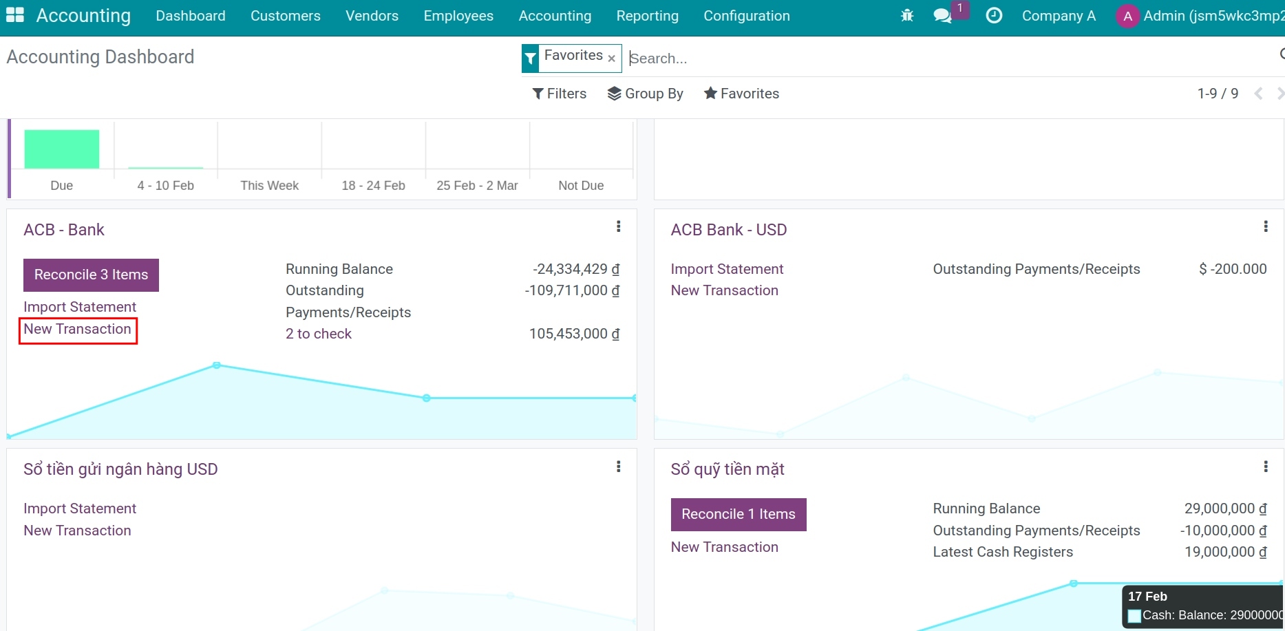 Create bank statement - Viindoo accounting