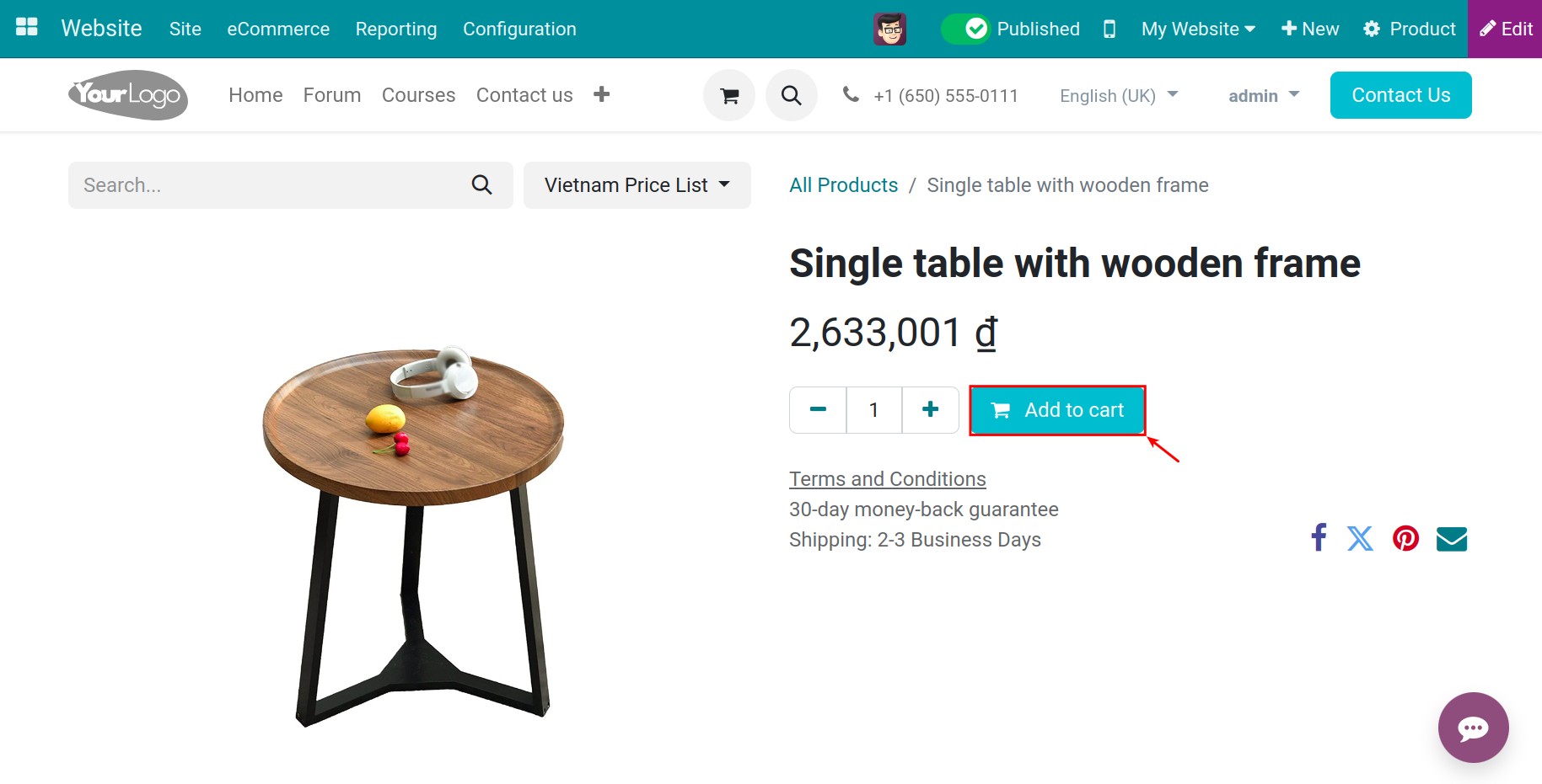 Add a product to cart - Viindoo