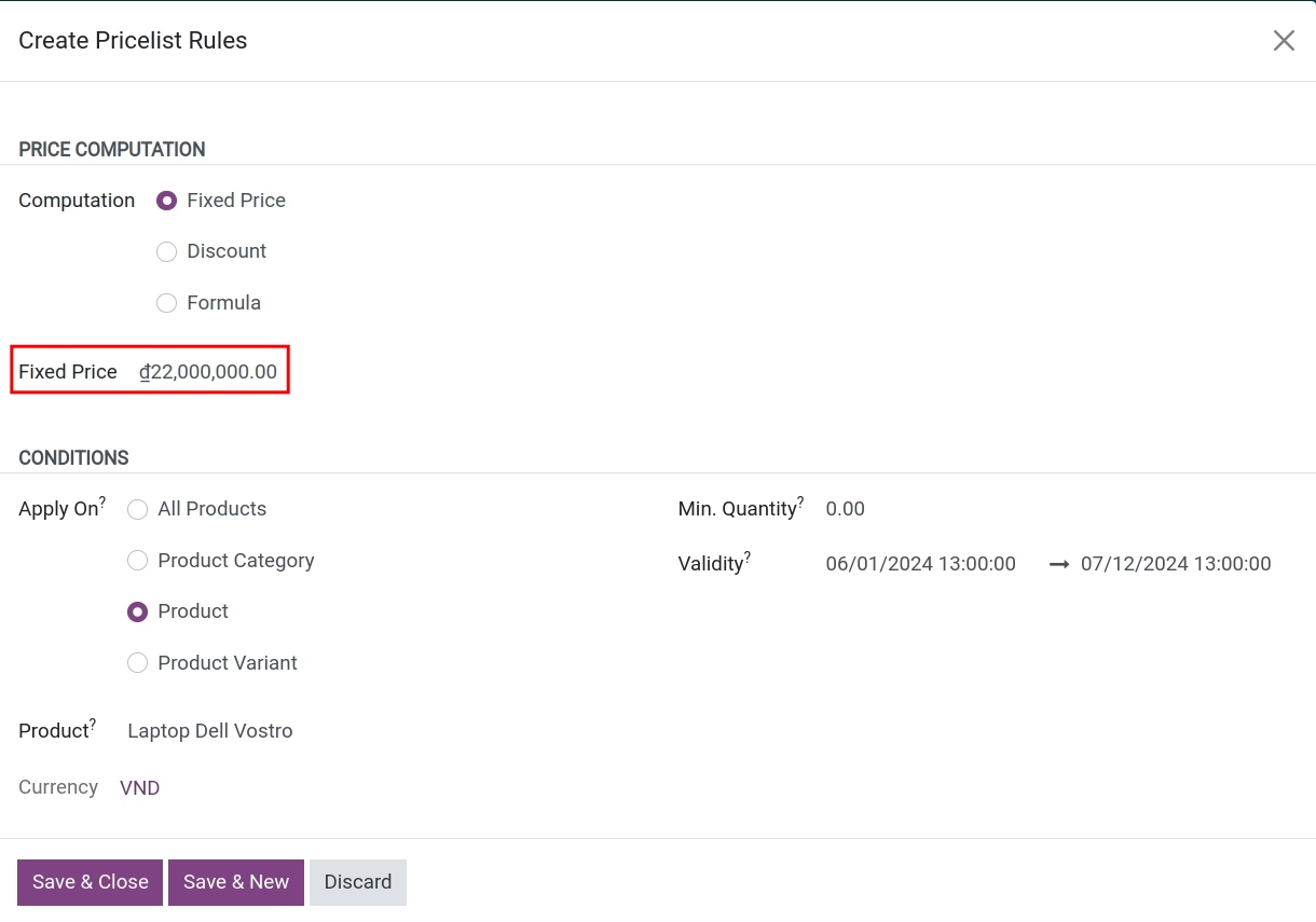 Configure the included tax pricelist - Viindoo Accounting