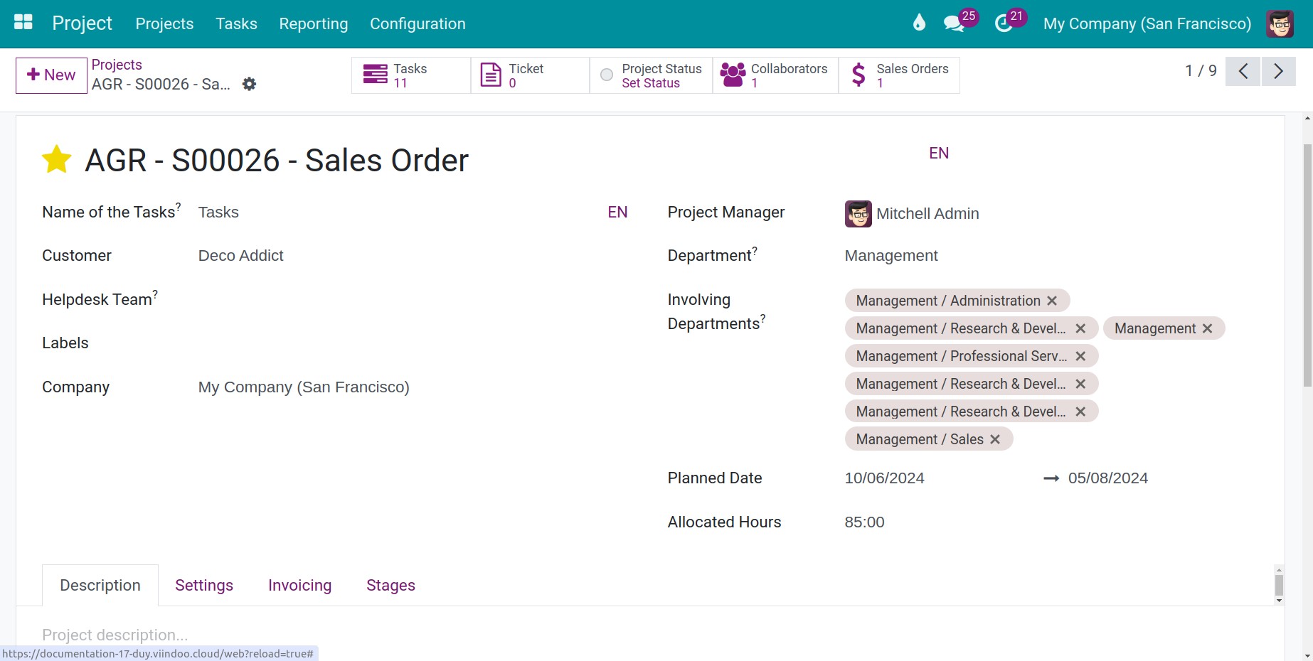 Project Information configuration Viindoo
