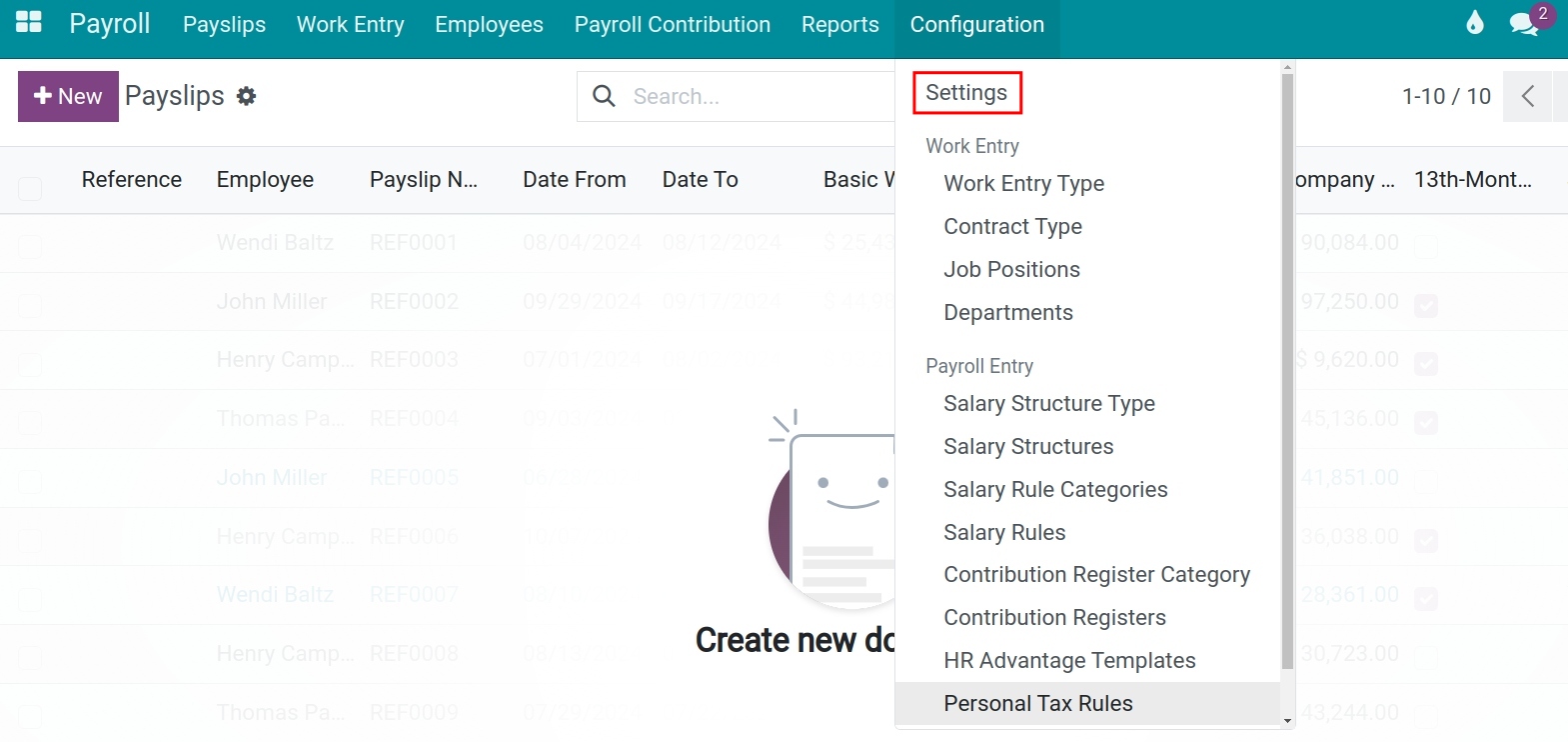 Basic settings in Viindoo Payroll app