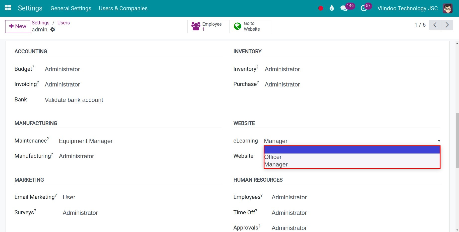 User access rights