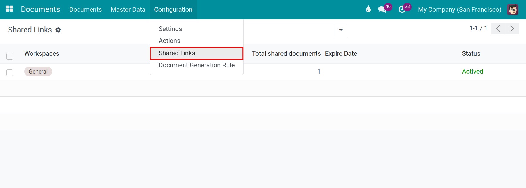 Access to shared links in Viindoo
