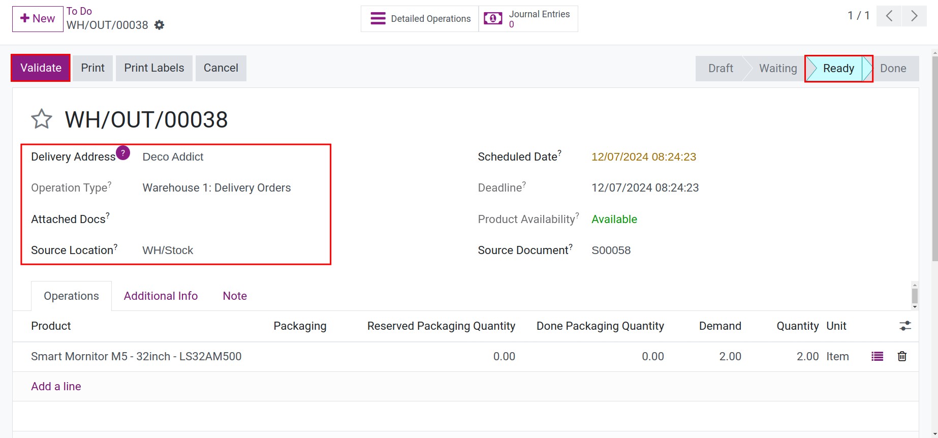 Validate delivery
