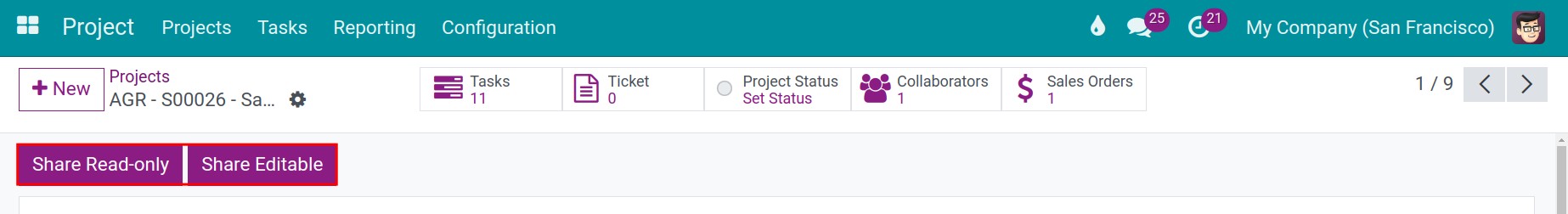 Project sharing in Viindoo