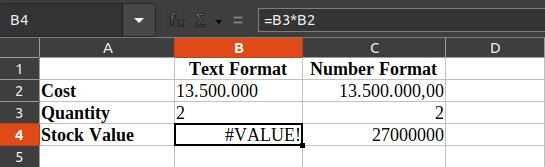 Difference between text format and number format