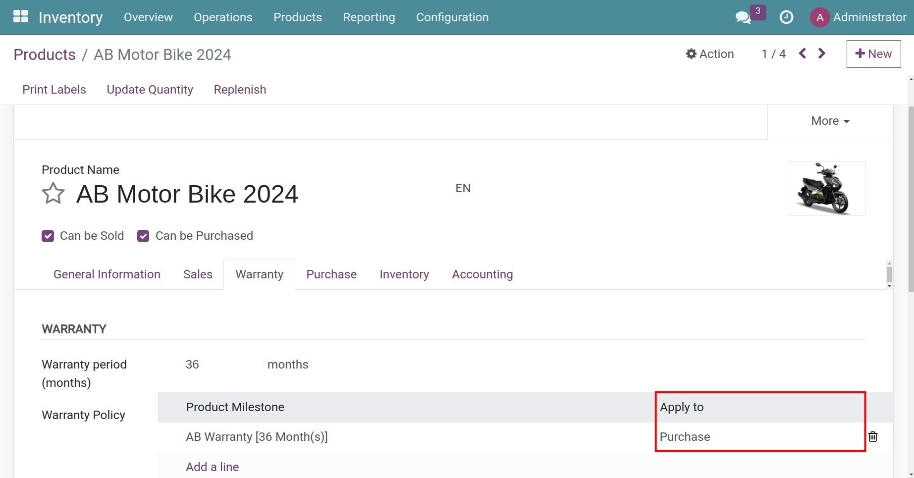 Add scope of warranty application for vendor
