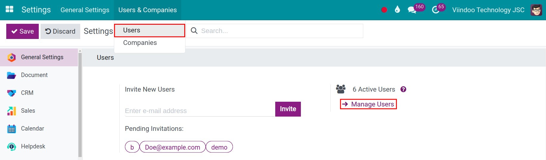 Configure access rights for user in Social Marketing app