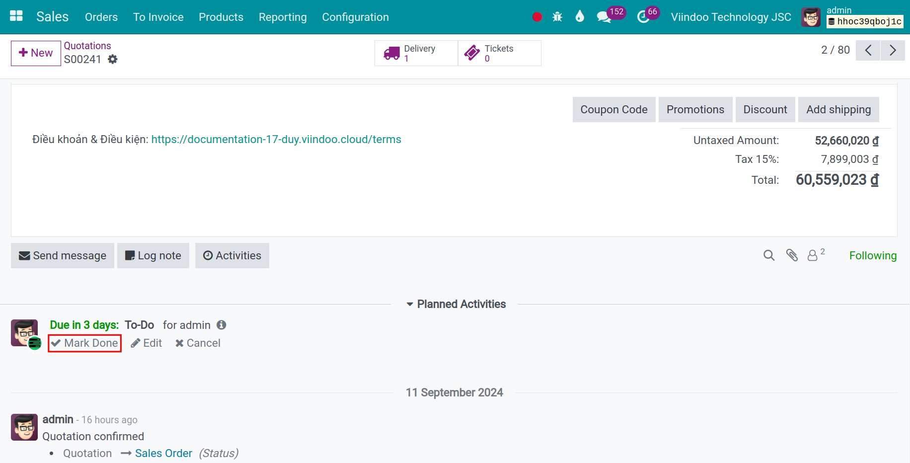 schedule the activity with the type To do