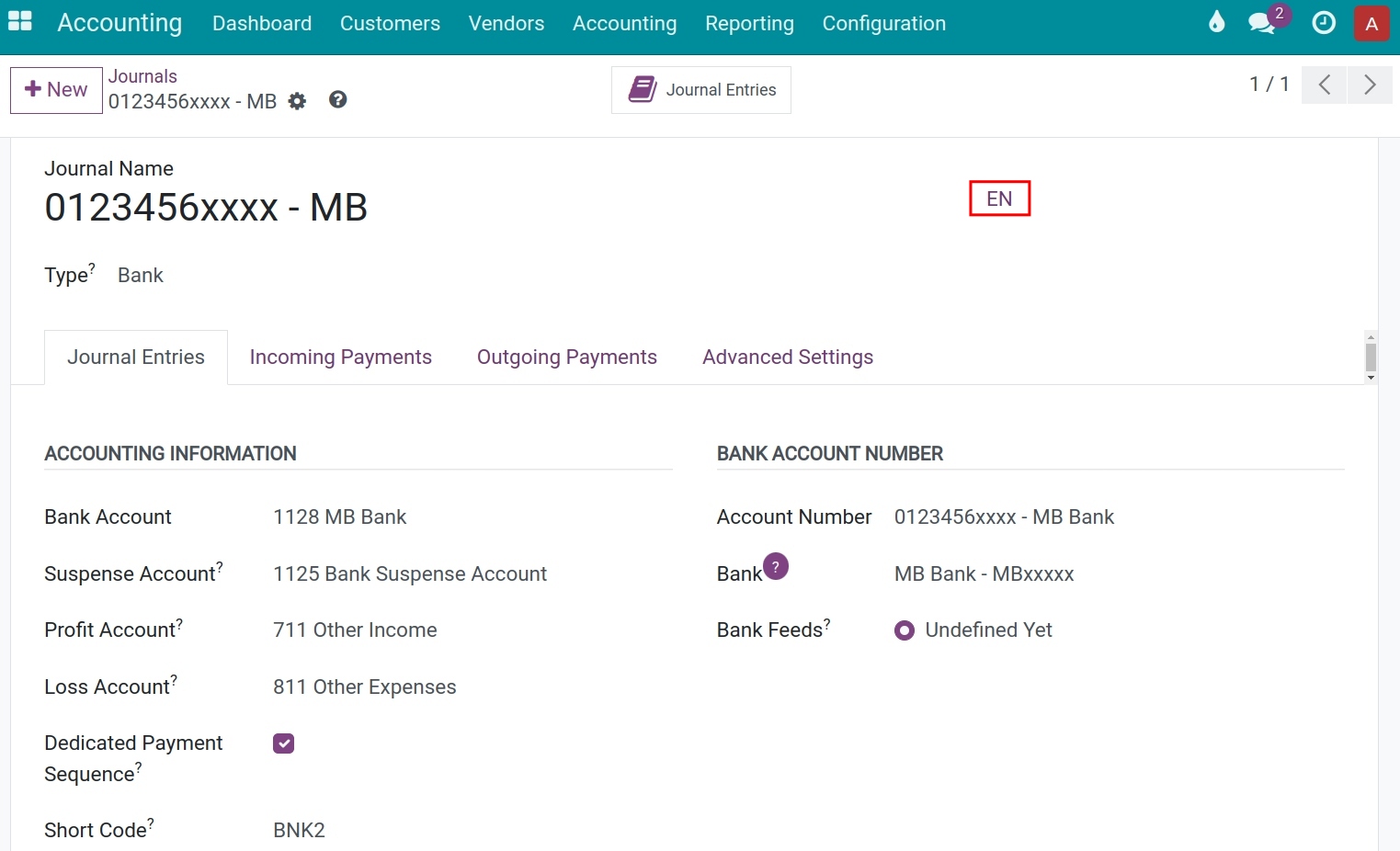 Configure Accounting Journal - Viindoo Accounting app
