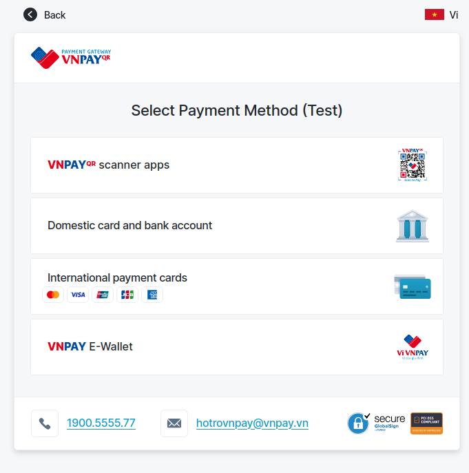 Choose a payment option