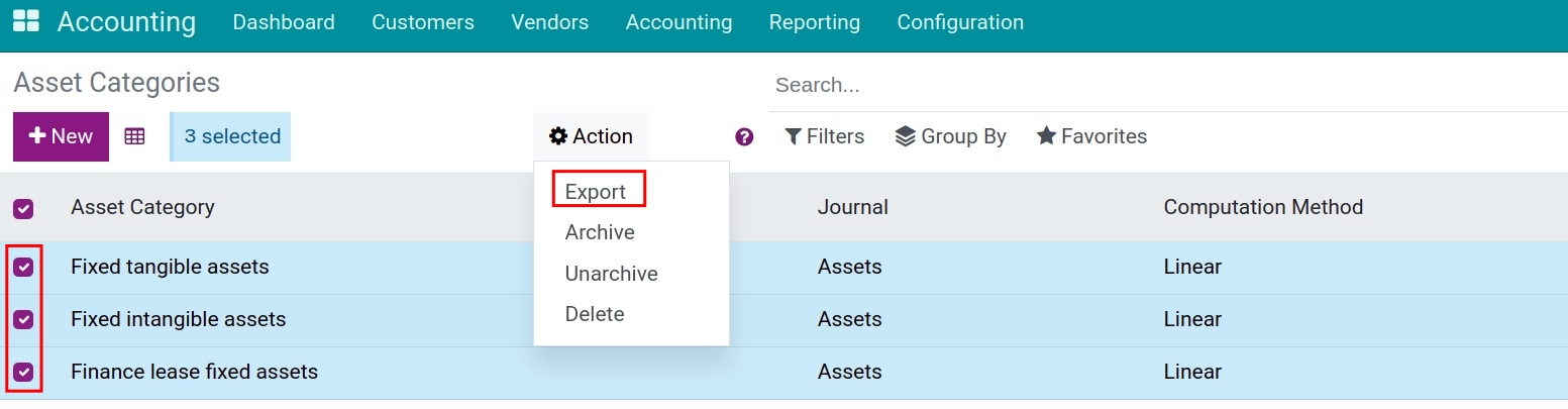 Select an asset category