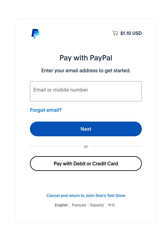 Log in to Paypal