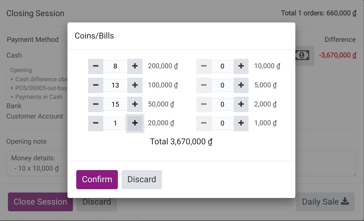 Record number of coins/bills and value