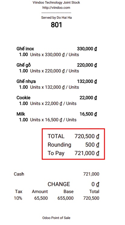 Invoice when rounding