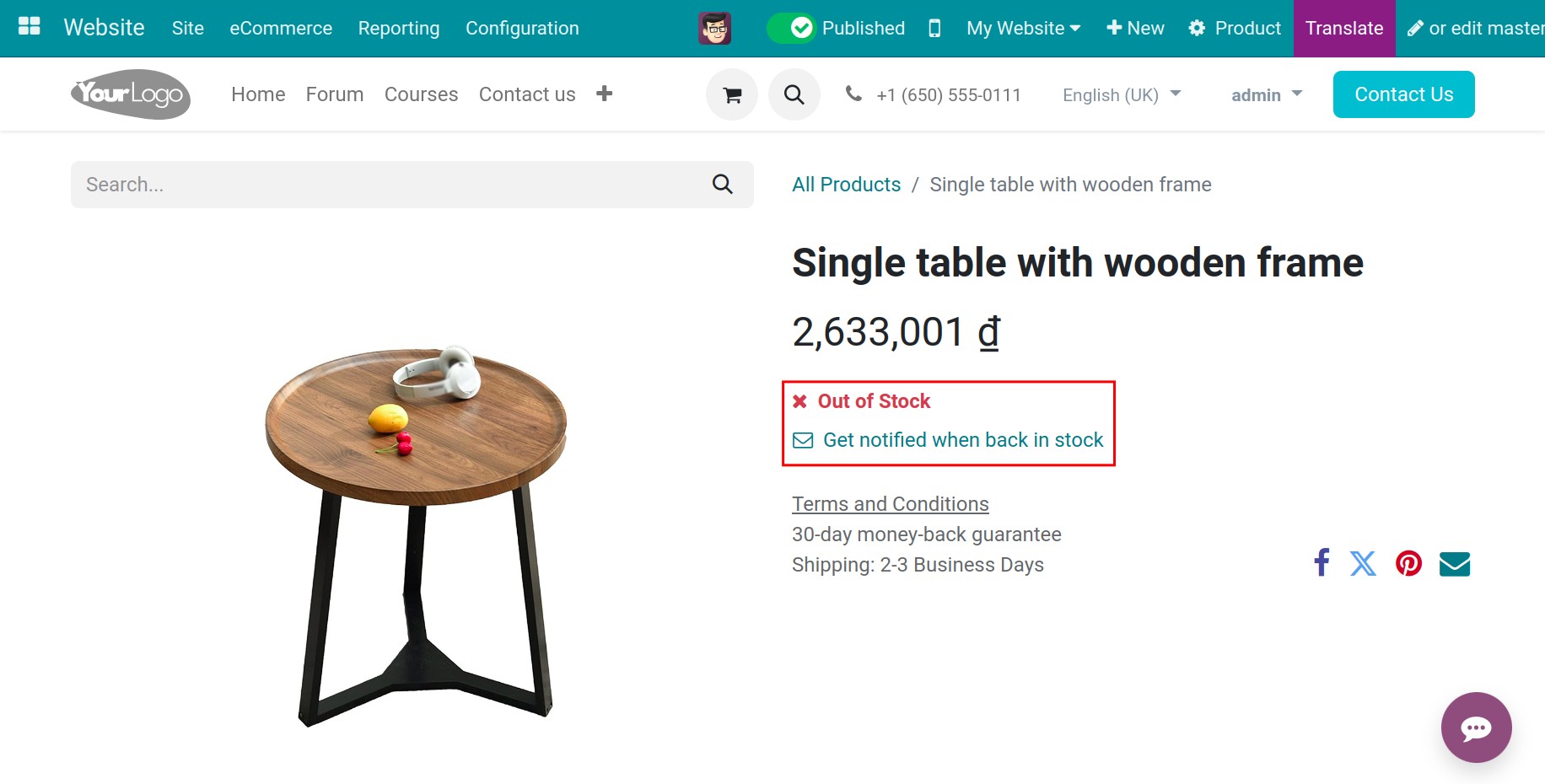 create a sale order is unavailable