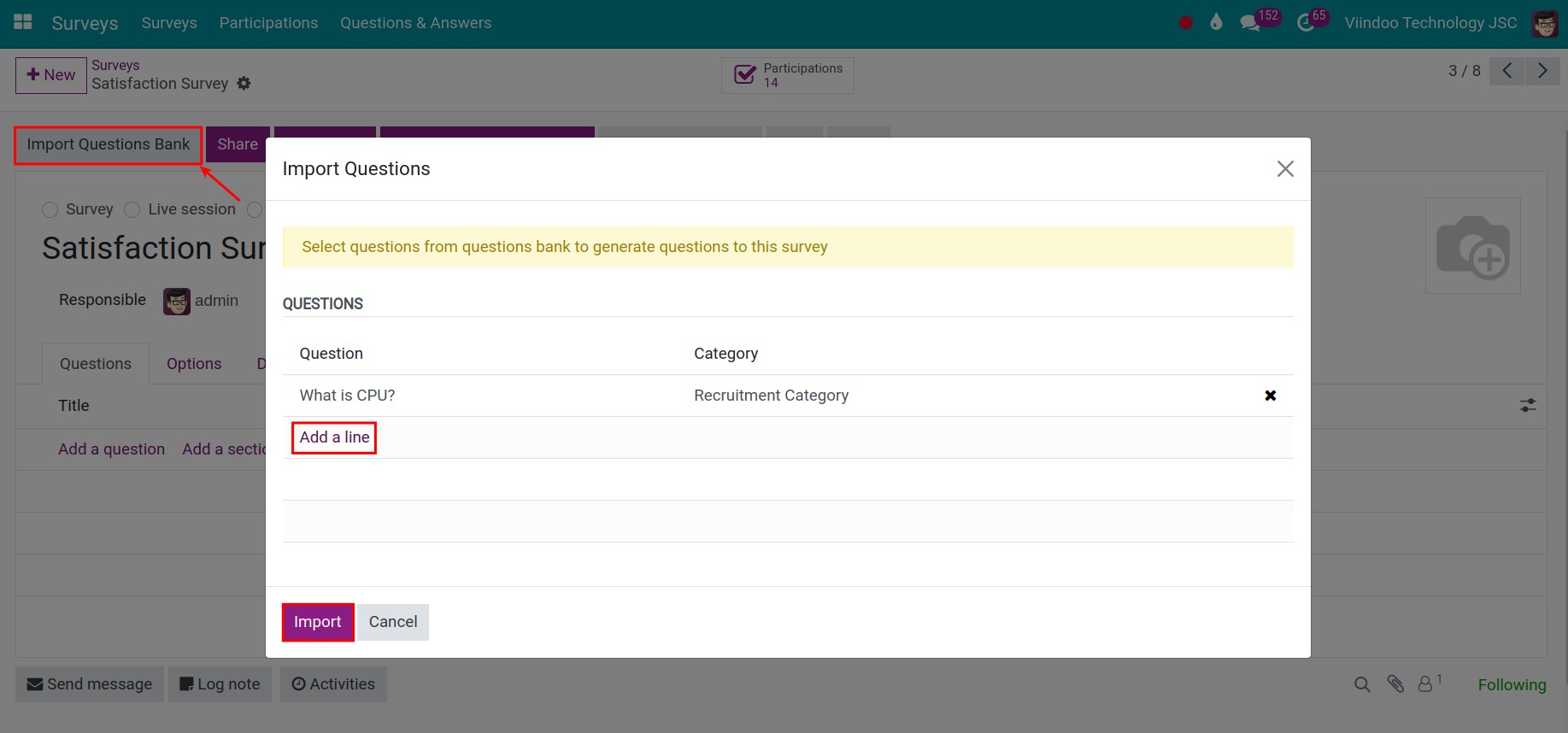 Import Questions from Questions Bank.
