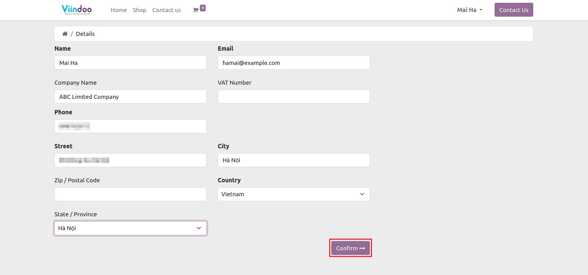 Personal information in Viindoo