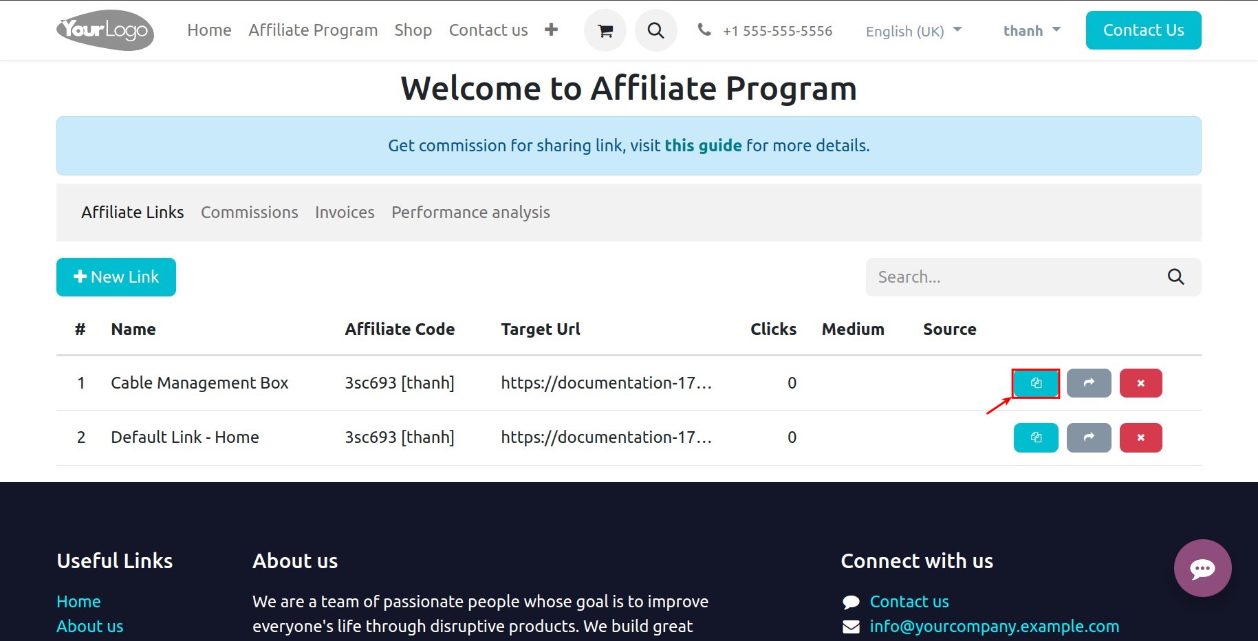 Copy affiliate link