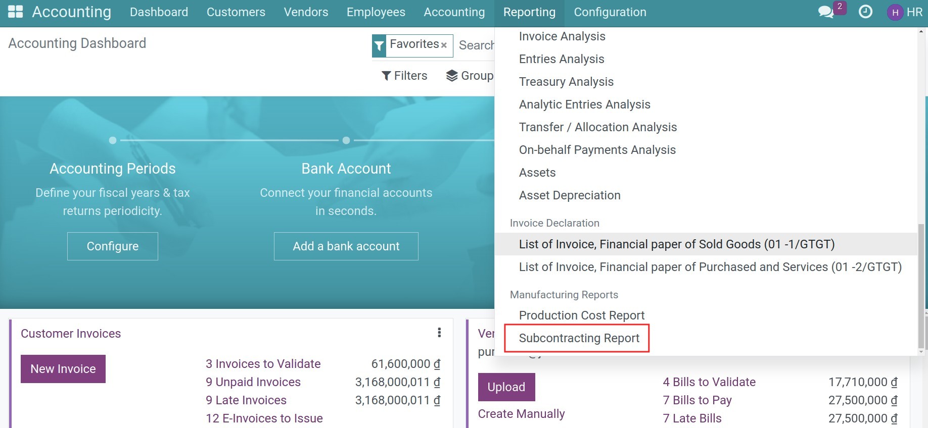 Subcontracting reports