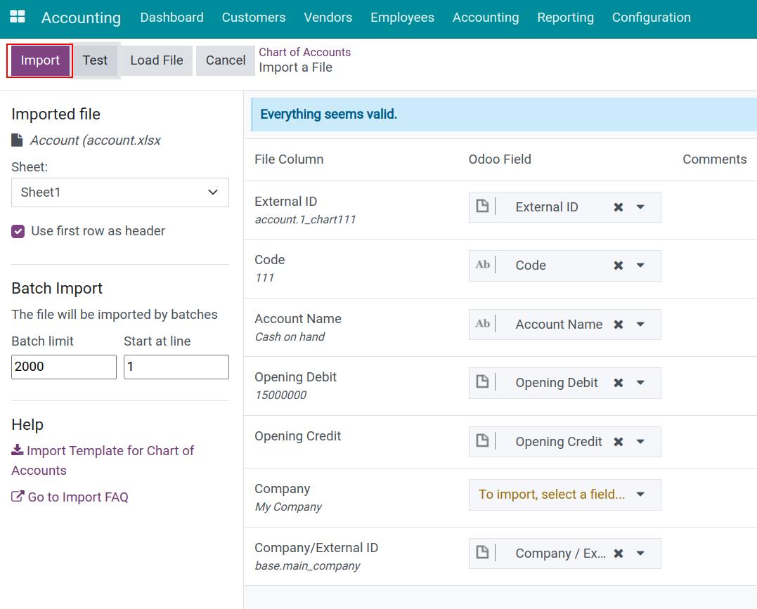 Upload accounting data file Viindoo