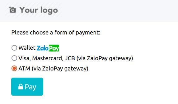 Choose to pay via ZaloPay