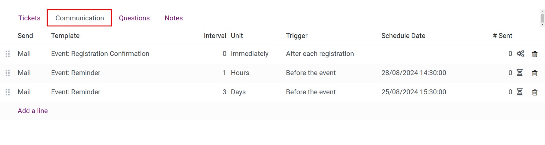 Communication settings
