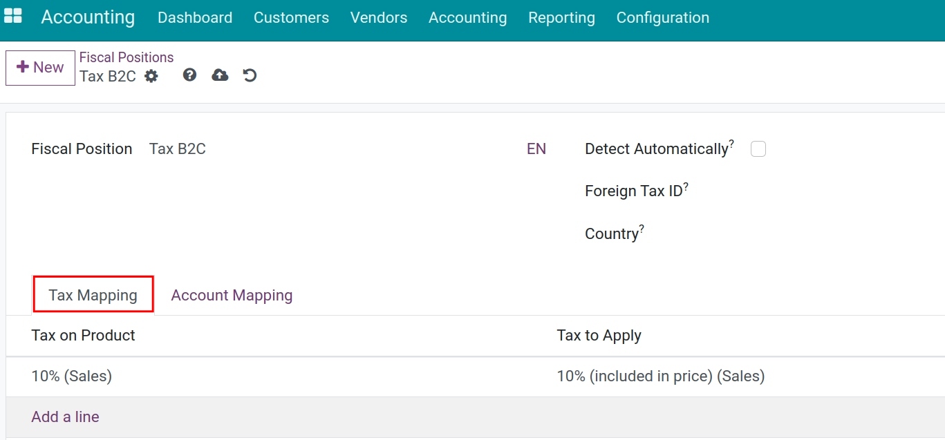 Configure Fiscal positions - Viindoo Accounting