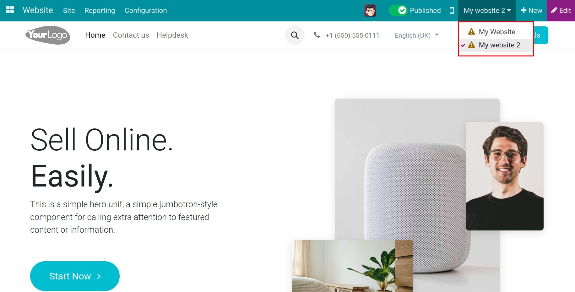 Change the website