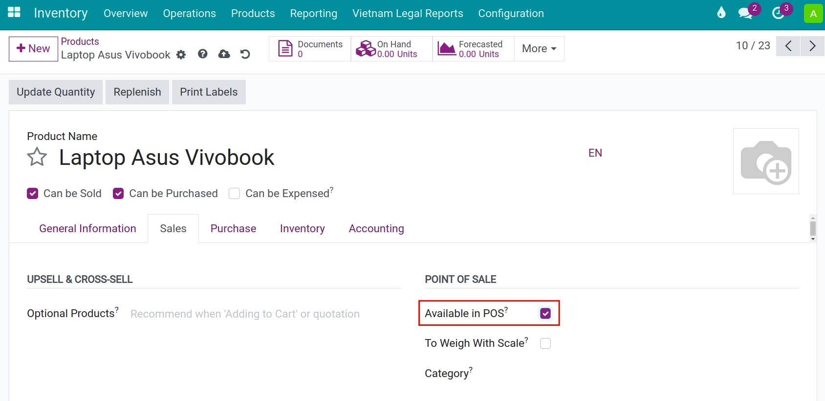 Send a product to POS - Viindoo