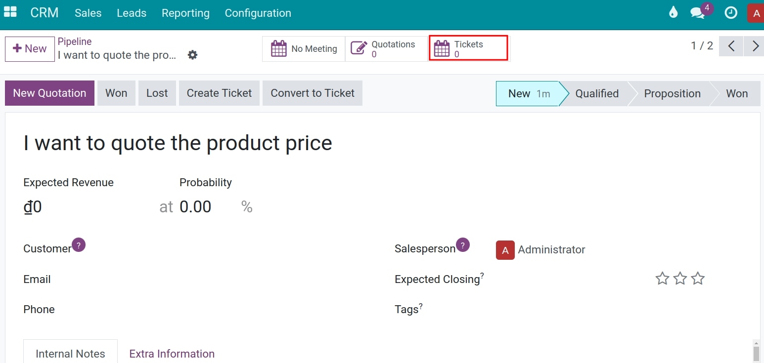Access Tickets statistics on Lead Viindoo