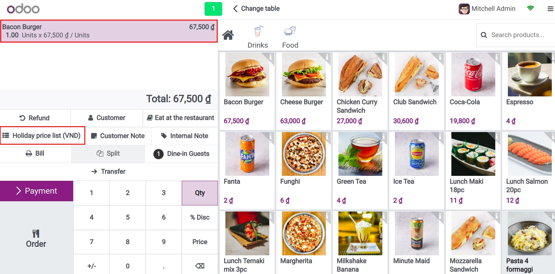 Update prices according to the new price list at POS