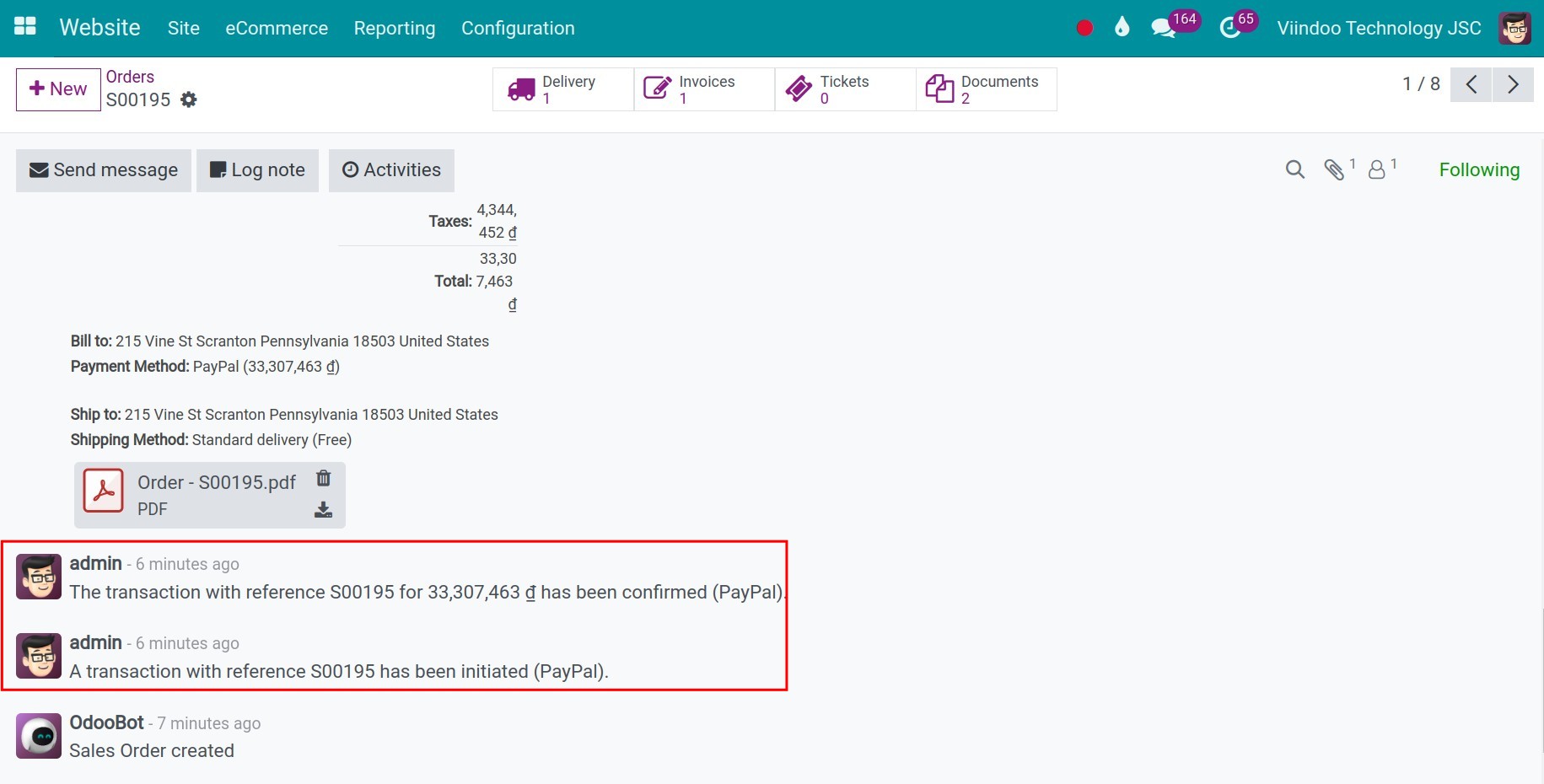 Details of auto-invoiced orders