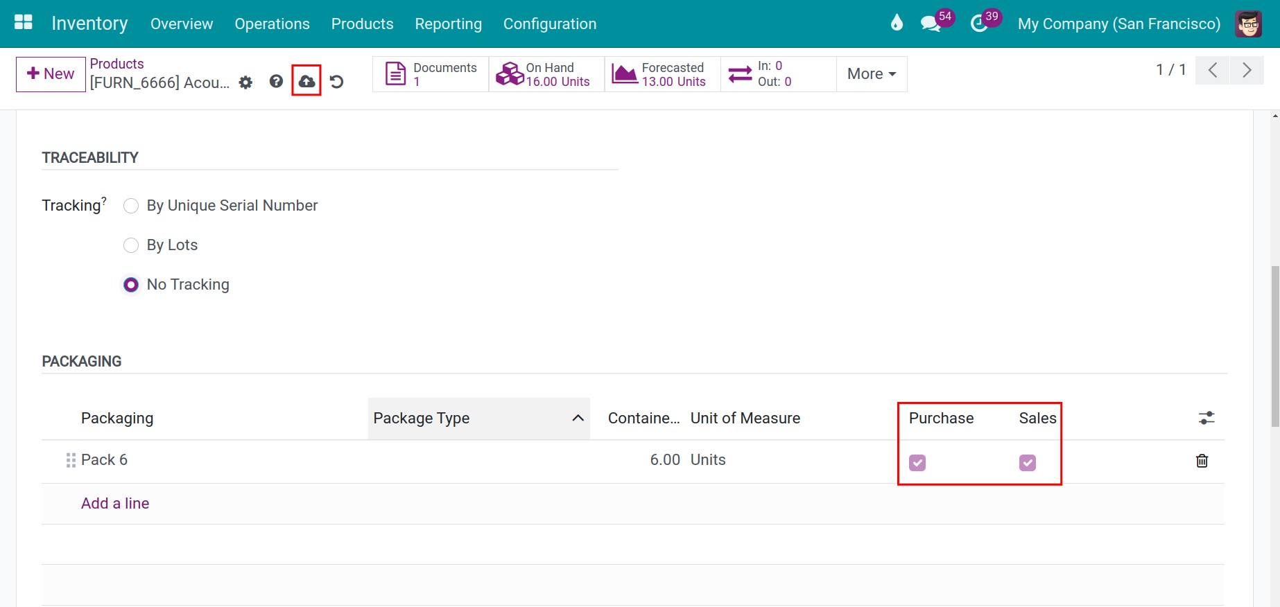 Inputing the product quantity on Package type form in Viindoo Stock Management module